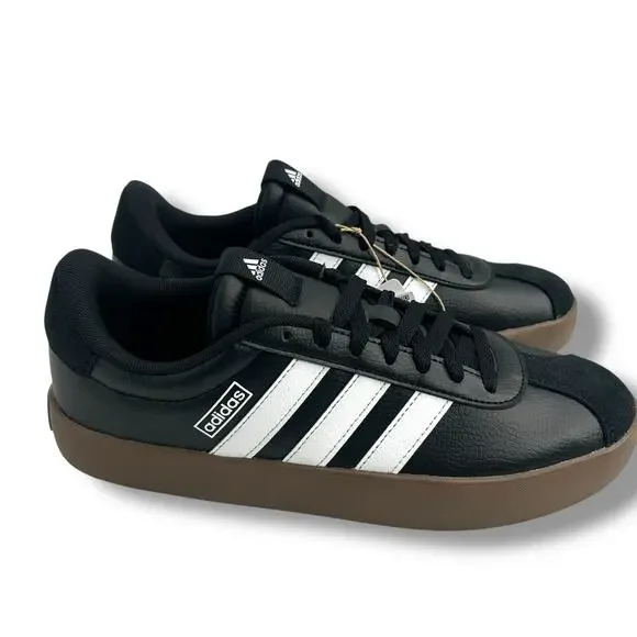 NEW Adidas Women's VL Court 3.0 Sneakers Size 8 Black Leather Low Top Casual - Picture 13 of 13